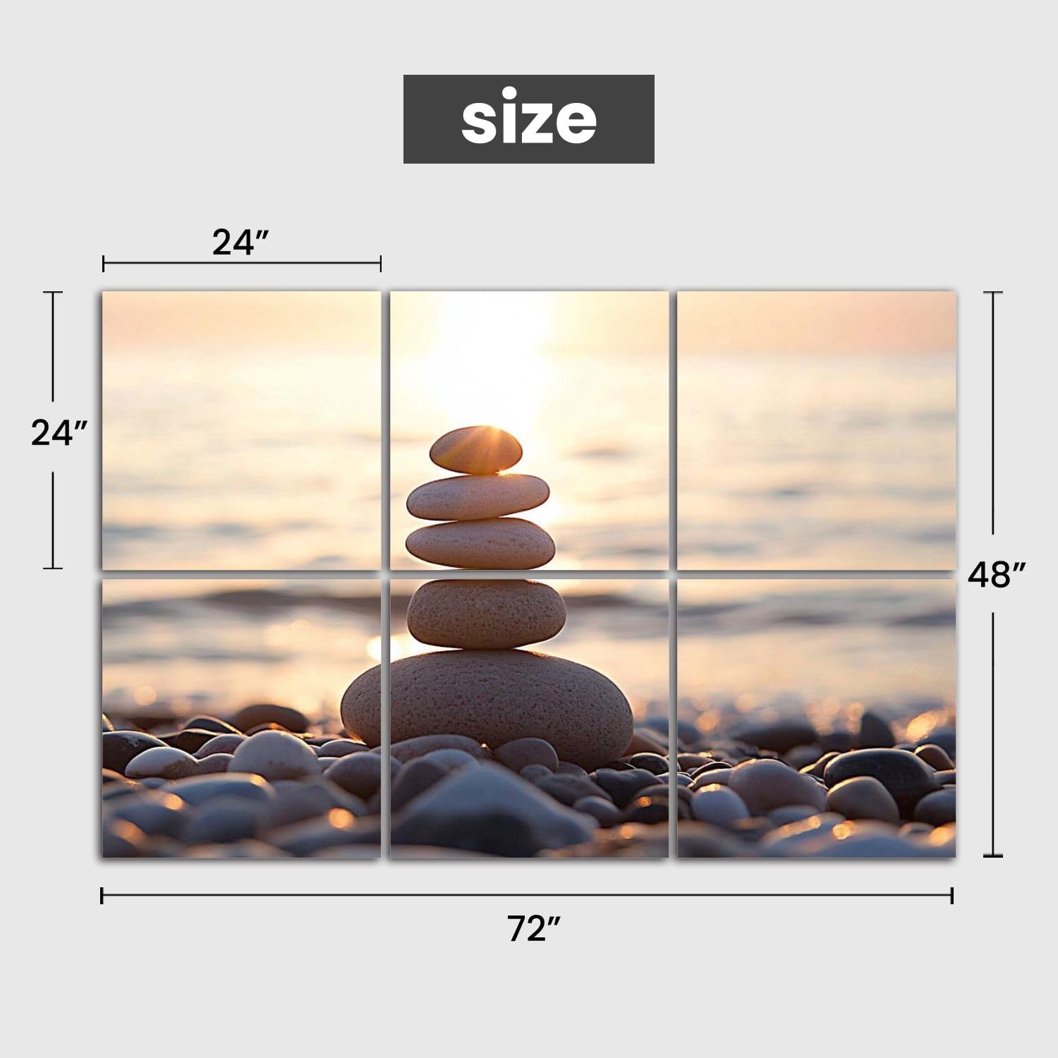 Art Acoustic Panels Lonely stones 6 Pack Decorative Sound Absorbing Wall Panels 72x48