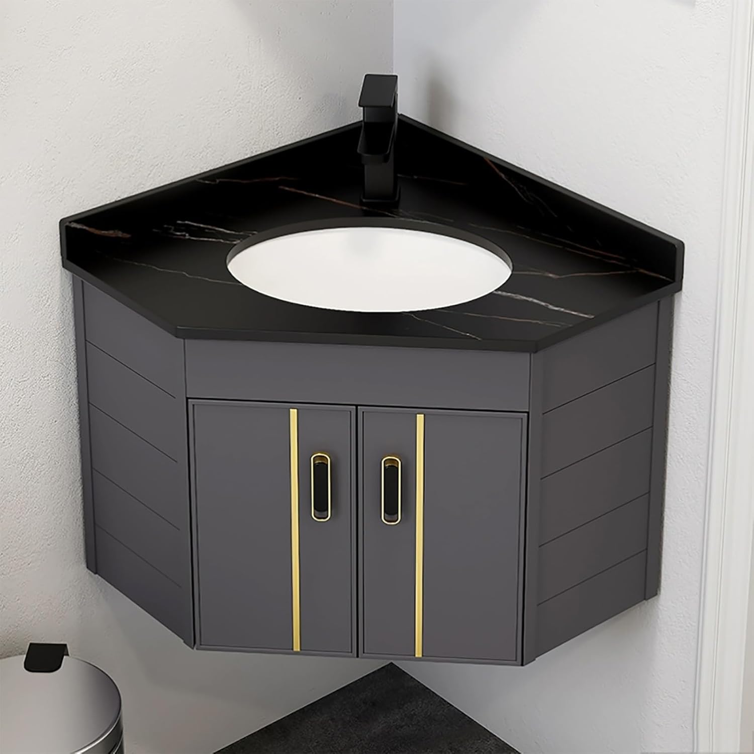 Corner Wall Mount Bathroom Sink Corner Bathroom Sink Small Corner Bathroom Cabinet Vanity With Sink Floating Vanity Bathroom Narrow Depth Vanities Lavamanos de Baño Modernos with Storage Space