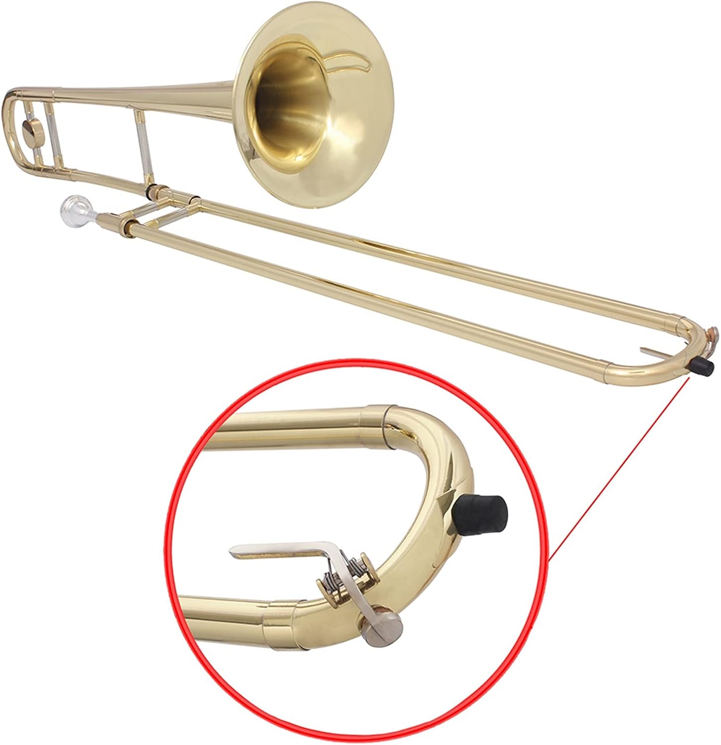 Student Trombone Alto Trombone Brass with Gold Paint BB Trombone Wind Instrument with Suitcase Mouthpiece Cleaning Cloth Gloves Trombone Kit