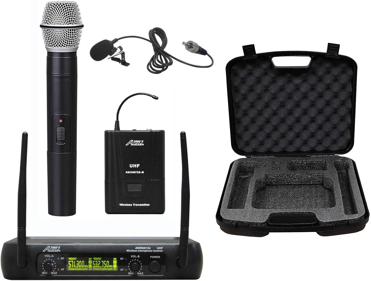 Audio 2000S XLR Wireless Microphone System with Body-Pack, Lavalier, and Receiver