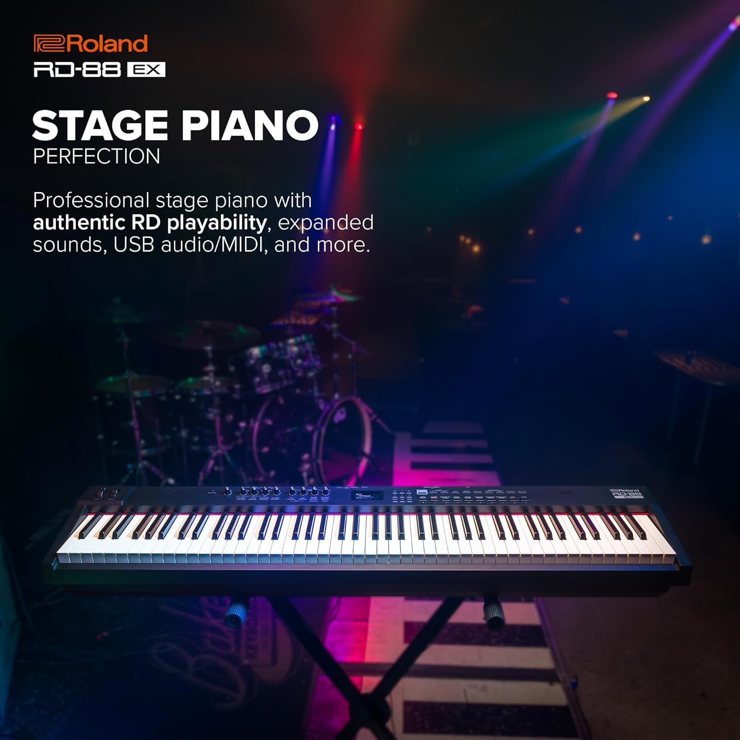 Roland RD-88 EX Stage Piano | 88-Note Keyboard with Expanded Sounds & Supreme Durability | SuperNATURAL Technology | ZEN-Core Engine with Over 3000 Onboard Sounds | Onboard Stereo Speakers