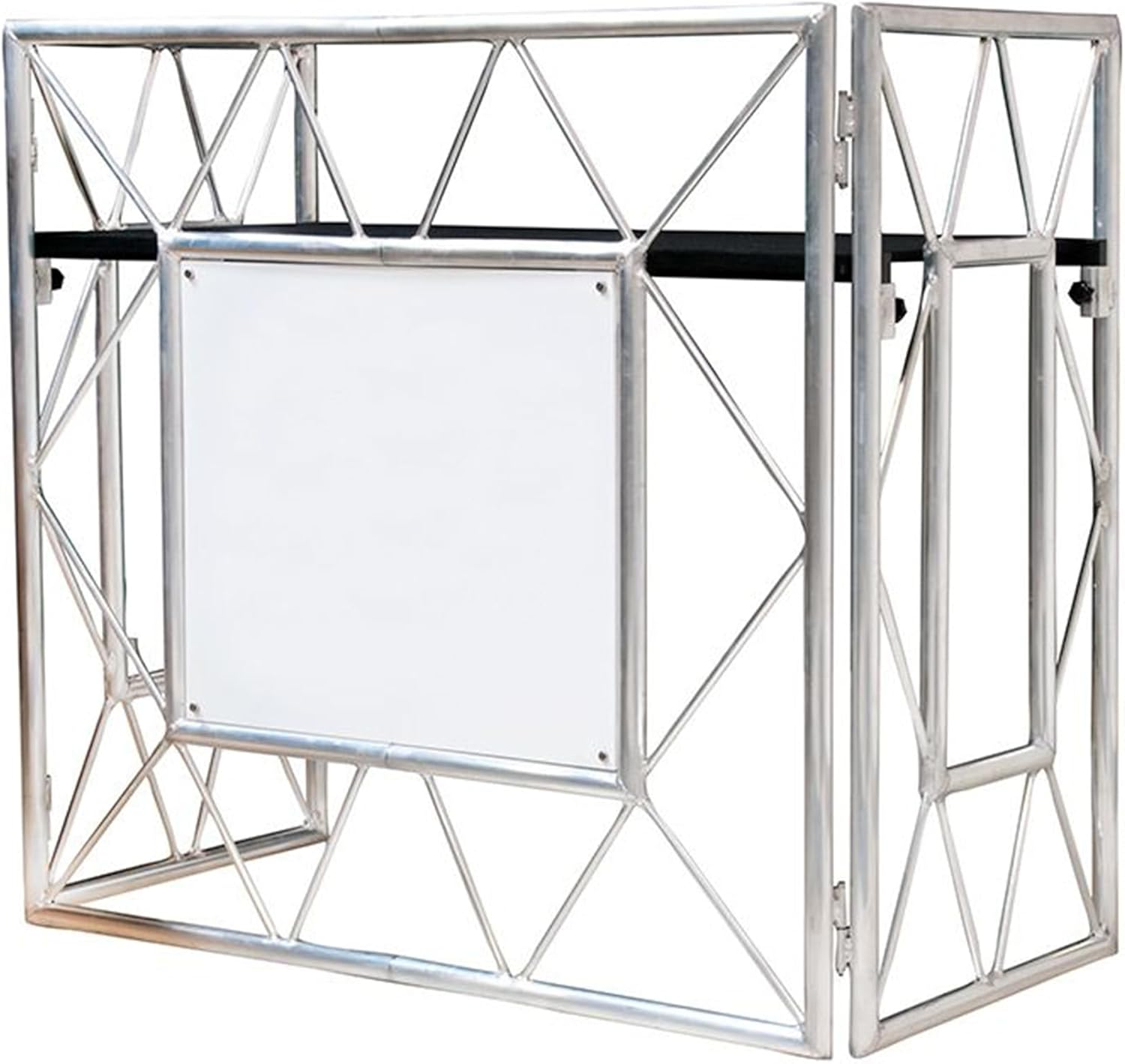 Audiosavings bundle: ADJ Pro Event Table 2 Foldable Portable Metal DJ Booth Facade bundled with Black and White Scrims (3 items)