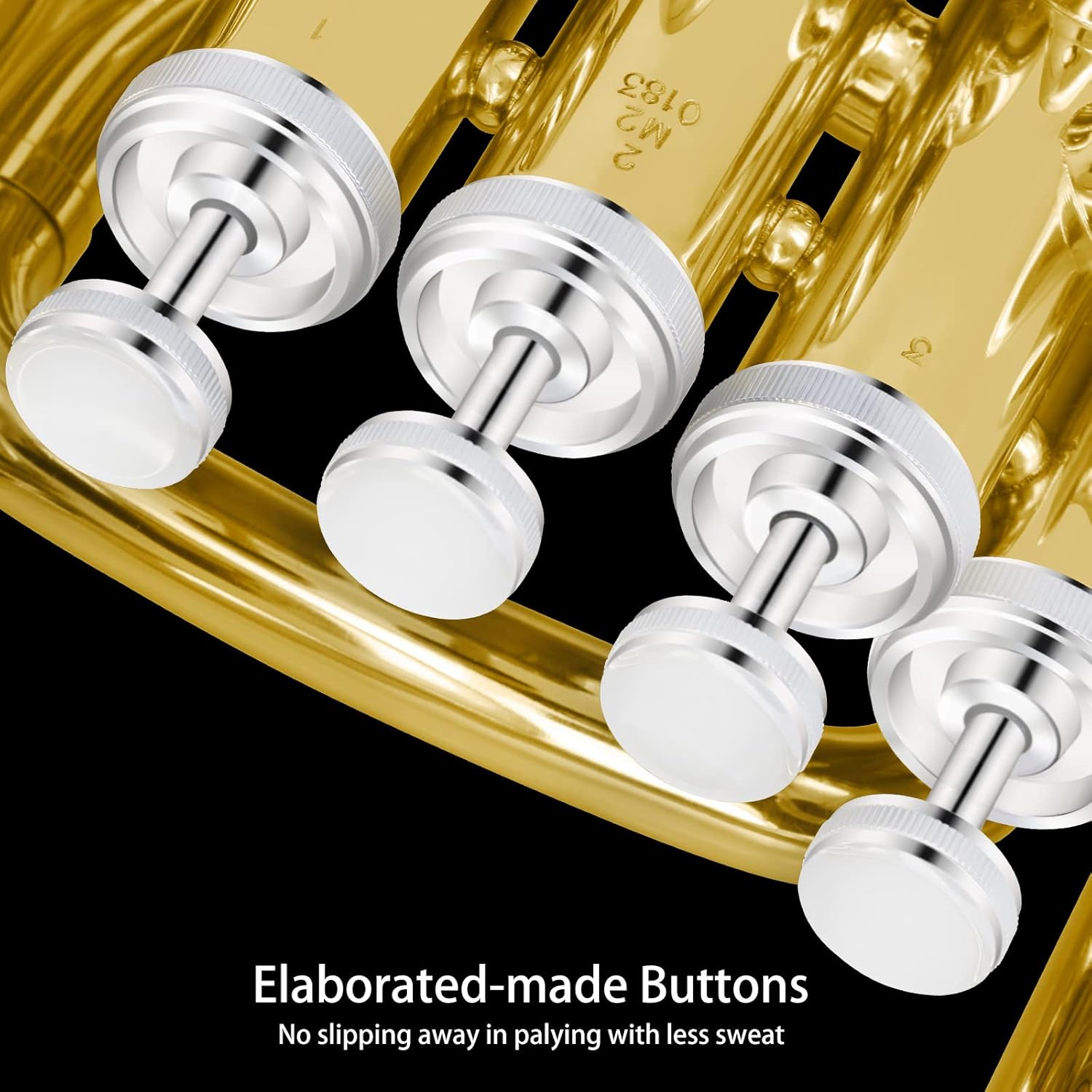 ROWELL Bb Euphonium Brass Horn 4 Valves Euphonium with Case & Care Kit - Includes Mouthpiece, Polishing Cloth, Gloves & More, Featuring Large Bell & Stainless Steel Valves for Rich Sound