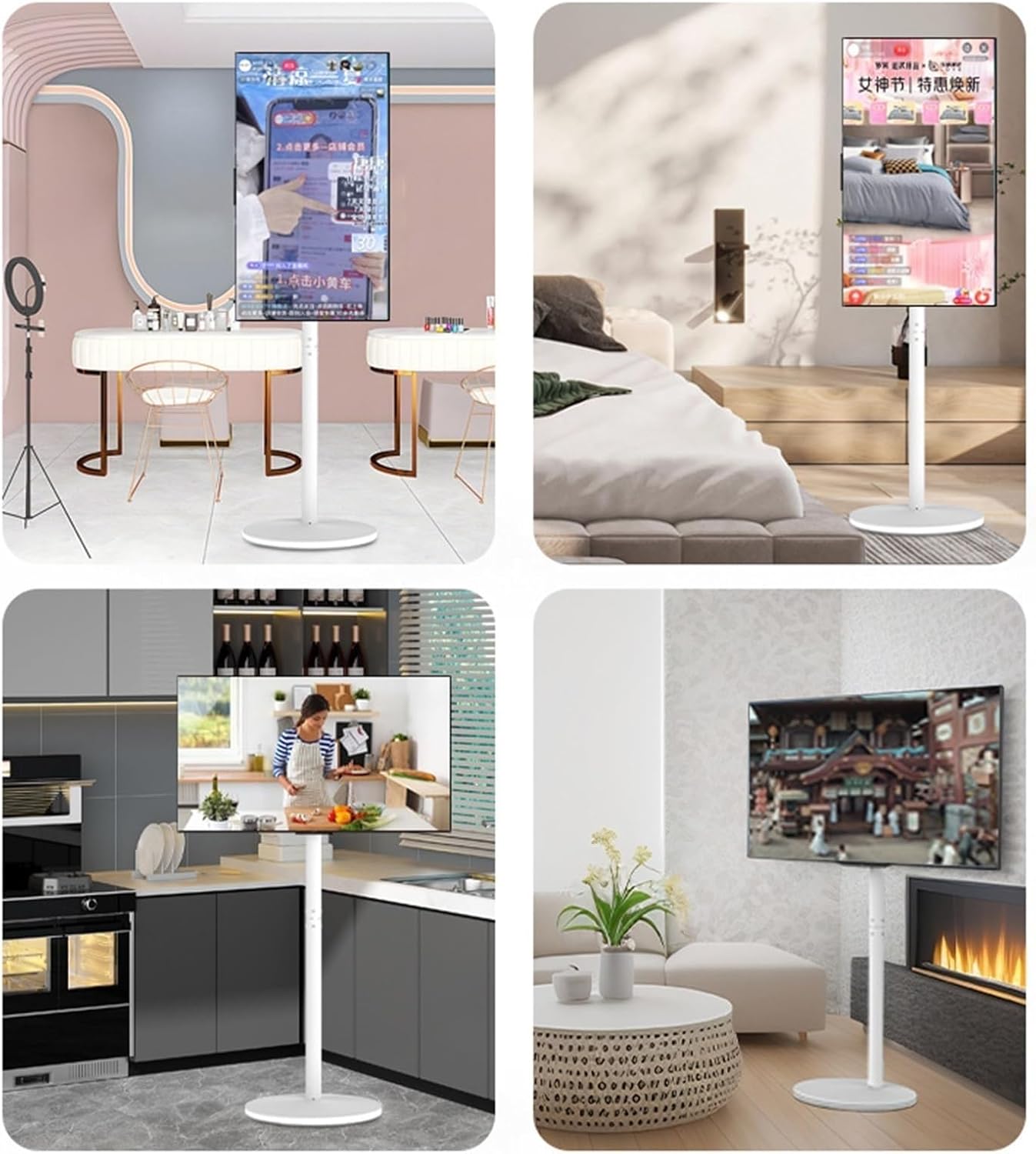 Universal TV Stand corner tv wall Mount,tv Mount, TV Floor Stand with Light - LCD TV Frame Floor Stand, Swivel TV Stand Mount with LED Lights, TV Bracket with Cable Management