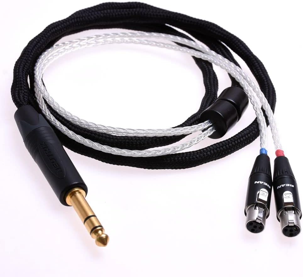 1.2M 1/4 6.35mm 16 Cores Silver Plated Headphone Upgrade Cable for Audeze LCD-2 LCD-3 LCD-4 LCD-X LCD-XC ZMF Eikon Auteur