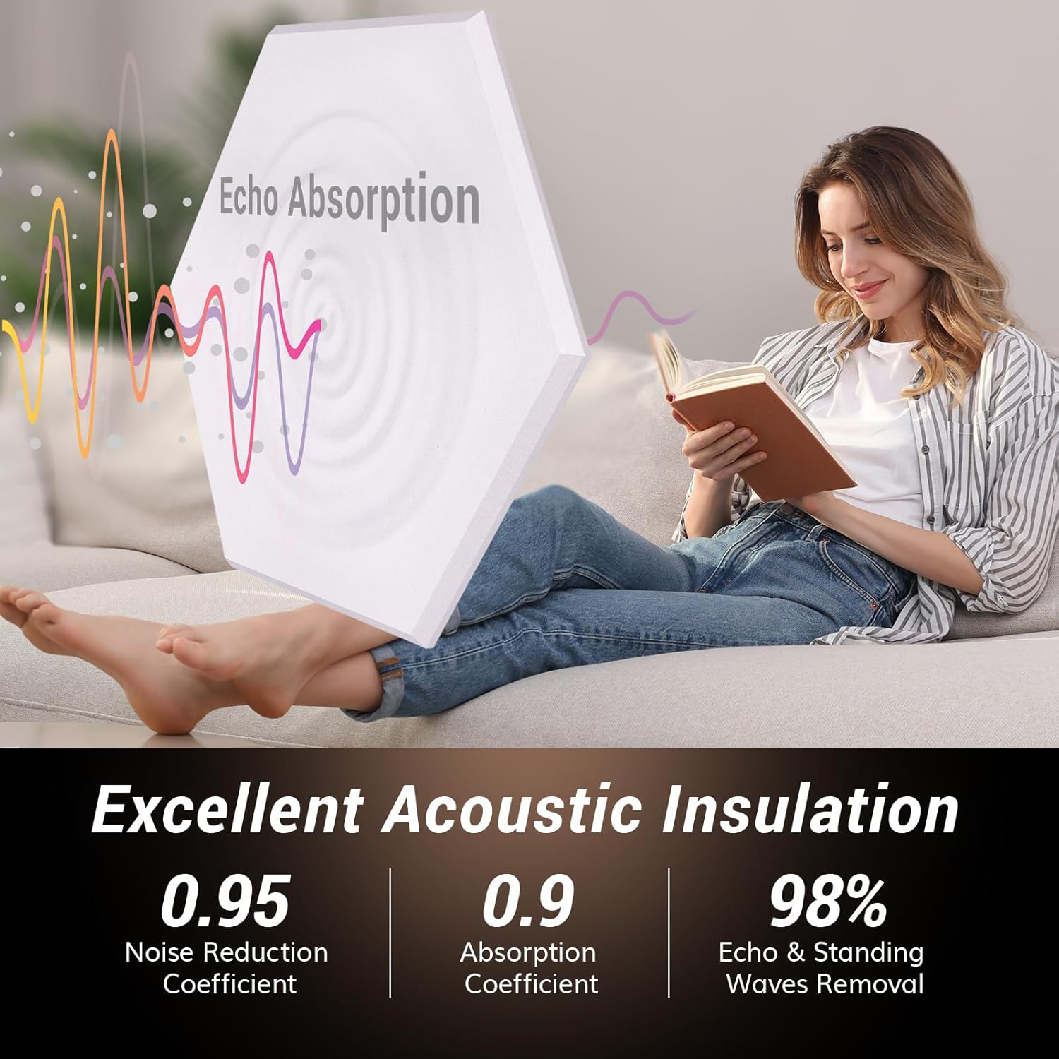 TONOR TW630 Dual Wireless Microphone for Karaoke and 18 Pack Self-Adhesive Hexagon Acoustic Panels 12