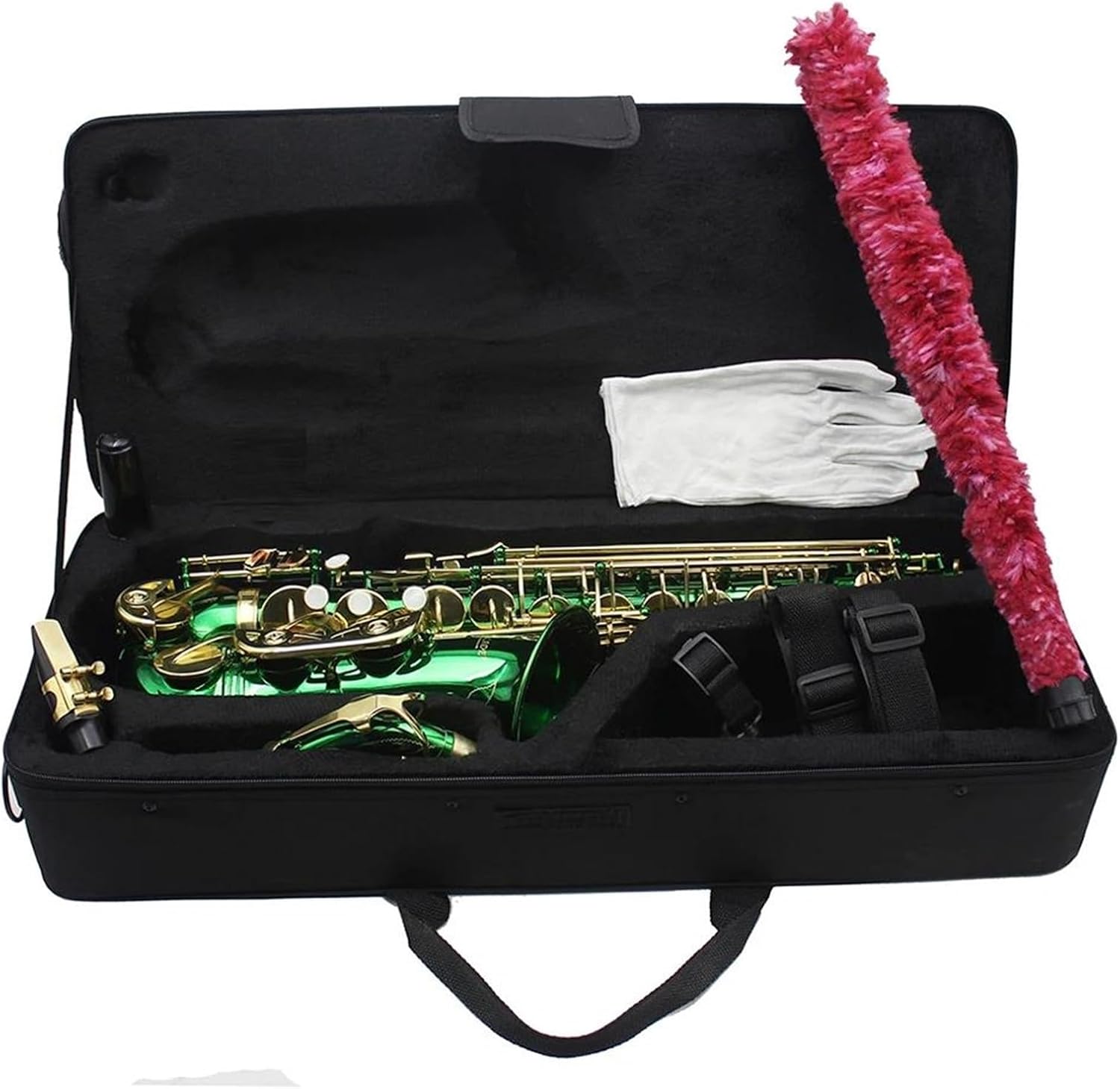 Eb Alto Green White Shell Carved Saxophone With Cloth Box Beautifully Carved Woodwind Musical Instrument