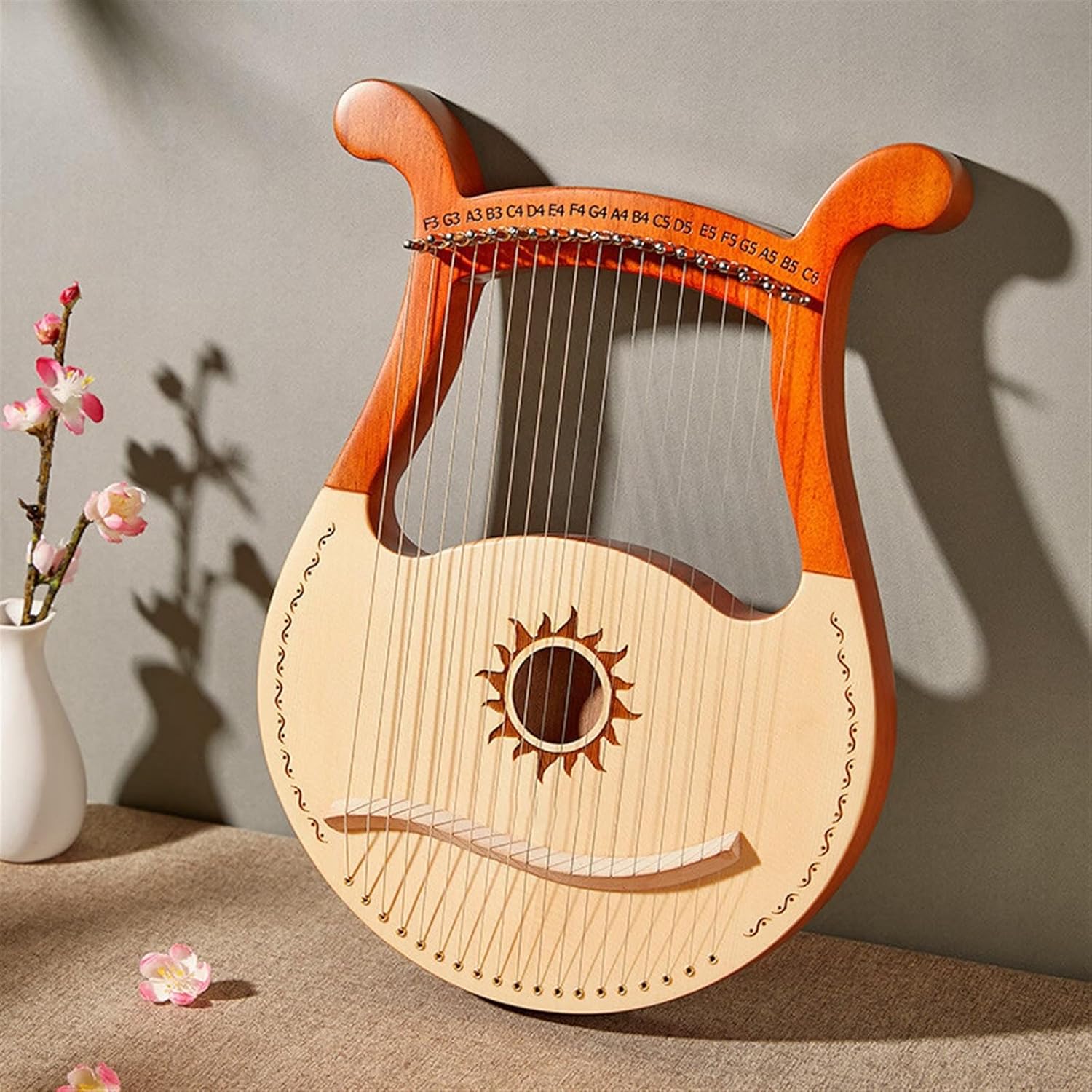Lyre Harp Set 19-string Beginner Portable Entry-level Harp Musical Instrument Gift 19-tone Original Wood Color