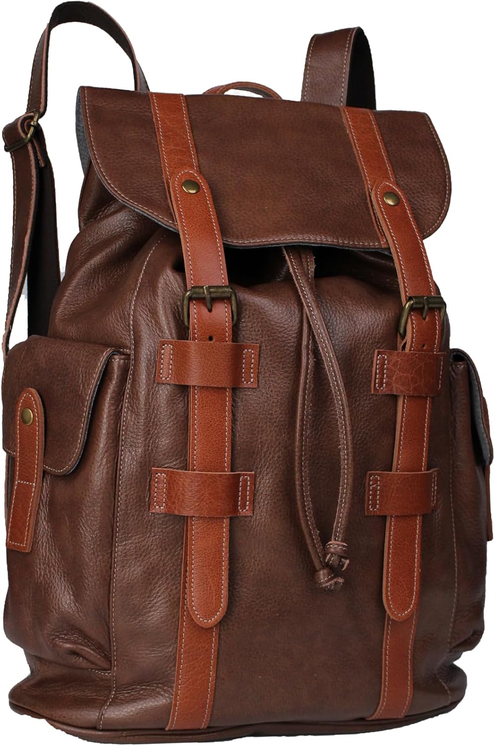 Premium Full-Grain Leather Backpack - Vintage Laptop Bag for 16