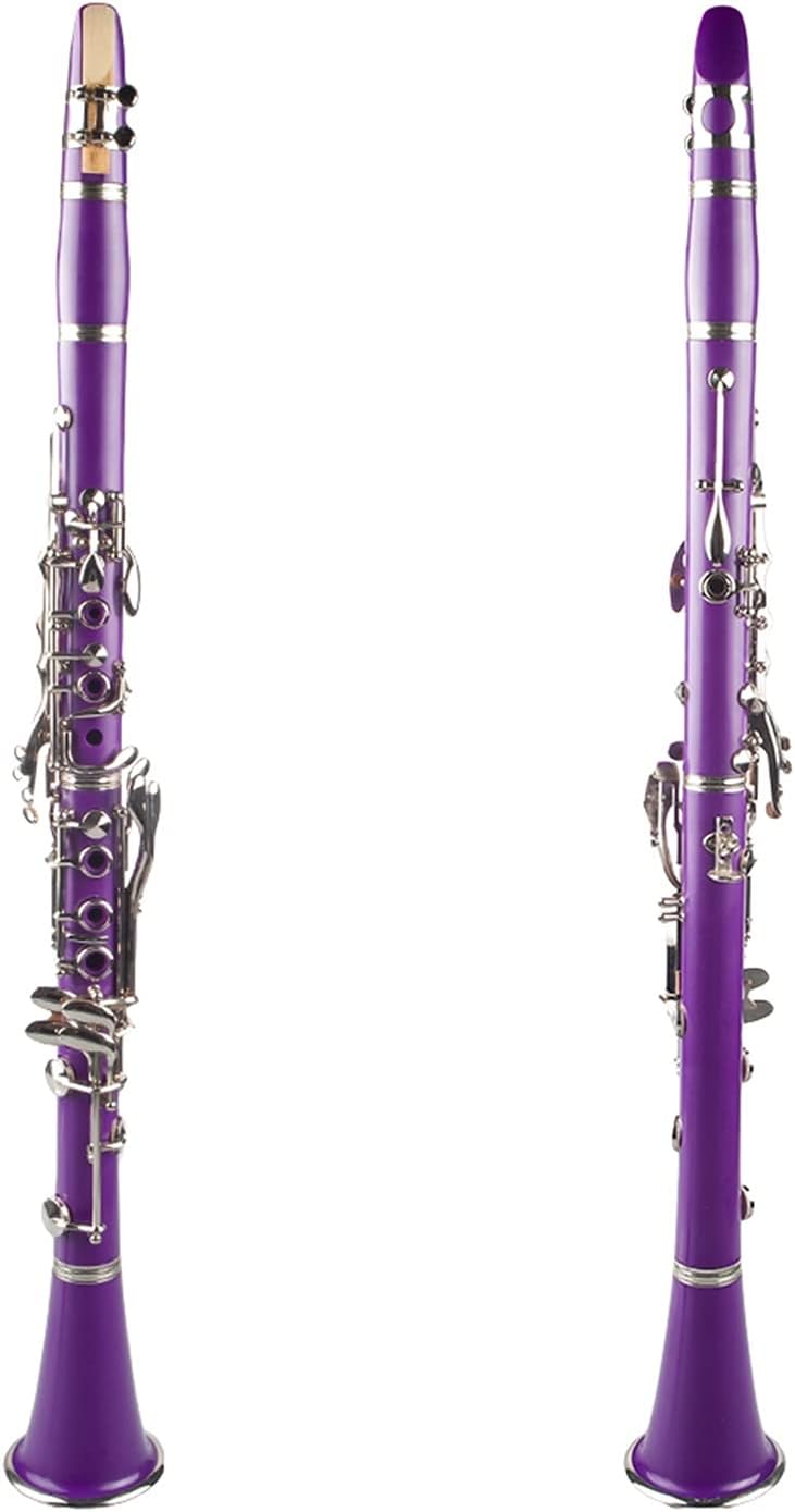 Purple ABS Clarinet Bb Cupronickel Plated Nickel 17 Key with Cleaning Cloth Gloves Screwdriver Woodwind Instrument Professional Clarinet