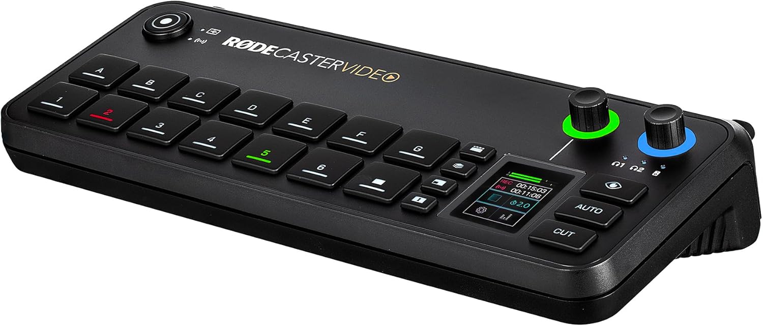 RODECaster Video All-in-One Production Console + 64GB Micro SD Memory Card + 10 Foot XLR + Cable Management Ties + Video Cable + 1/4 TRS + Microfiber Cloth (Bundle)