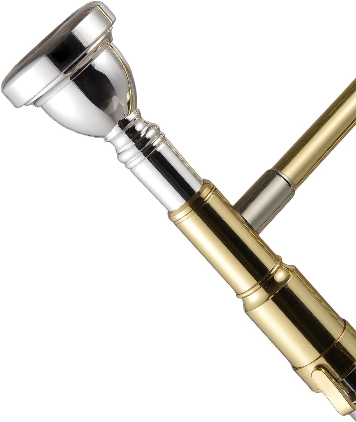 Bb Tenor Trombone for Beginners Students Brass Plated Trombone Instrument Bb Tenor Slide Trombone with Mouthpiece Carrying Case White Gloves Cleaning Cloth