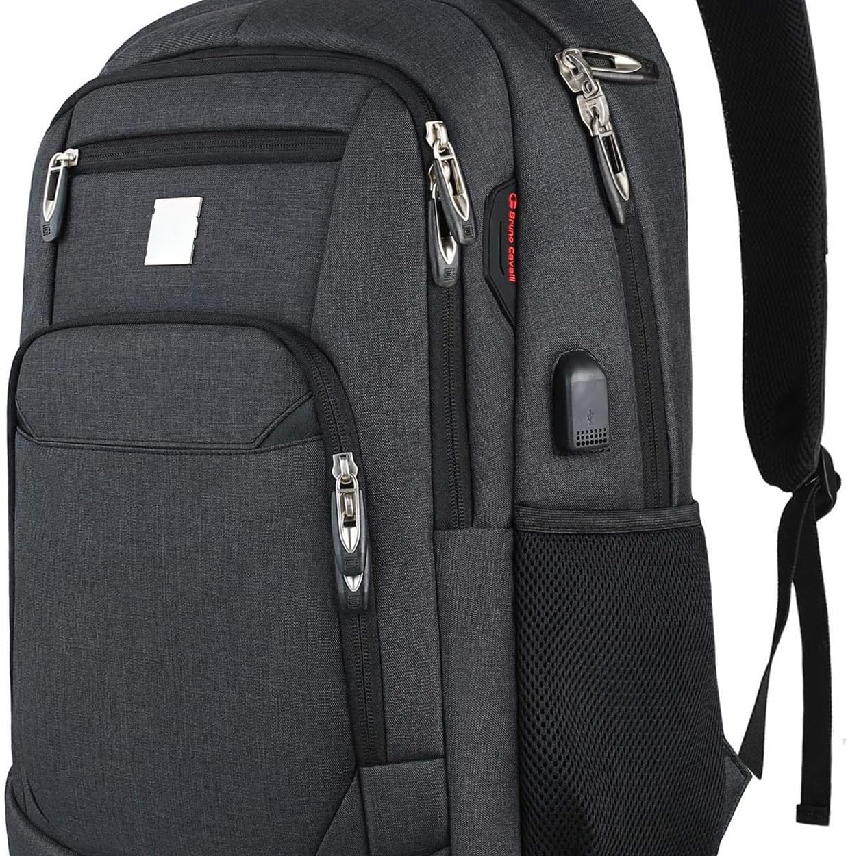 Ultra thin and durable laptop backpack, business travel anti-theft, with USB charging port, male and female waterproof, university computer bag compatible with 15.6-inch laptops (black)