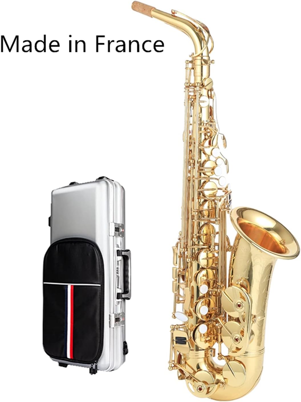 Sax Beginners Kit Made in France EB Alto Saxophone Brass Gold Lacquer Music Instrument E- Flat Sax with Case Accessories Wind Instrument