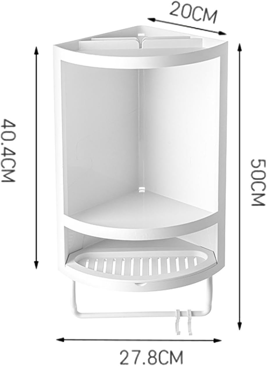 Qianly Corner Shower Rack Shower Storage Basket Easy to Install Space Savers Wall Mount Float Shelves for Kitchen Hotels Home, White