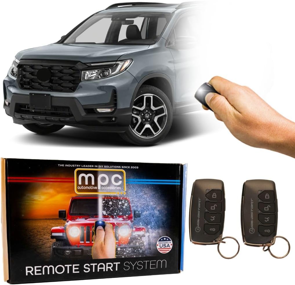 MPC Plug N Play Remote Start Compatible with Honda Passport 2019-2023 |Gas| |Push to Start| with T-Harness - (2) Extended Range 4-Button 2-Way Remotes - Up to 1,500 ft
