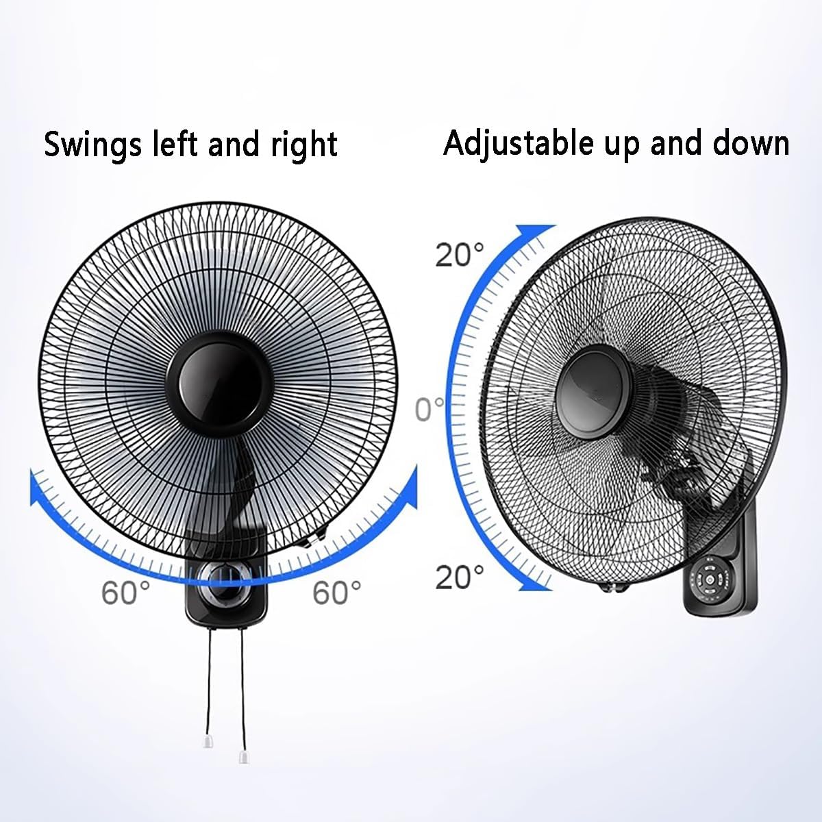 18 Inch Industrial Wall Mount Fan,16 Inch Oscillating Wall Mount Fan,Heavy Duty Fan For Industrial Use,Easy Operation and Powerful,(manual/remote control) (Color : Manual, Size : 18in)