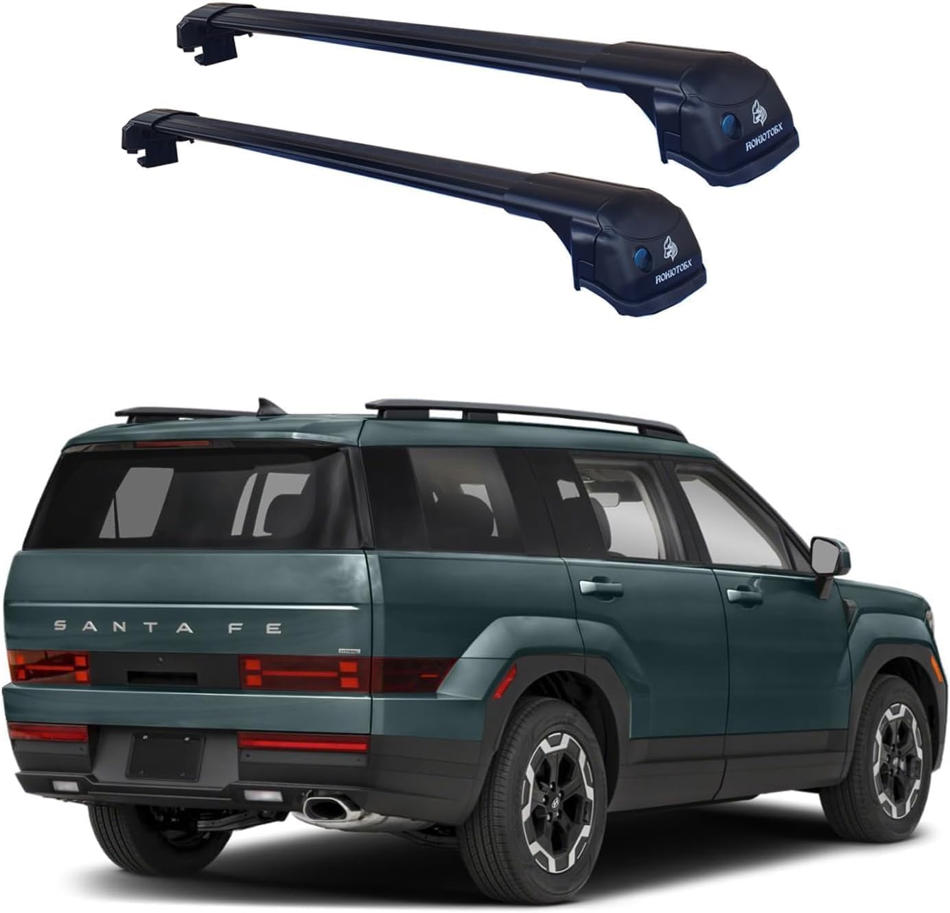 Roof Rack Crossbars Fit for 2024 to 2026 Hyundai Santa Fe Raised Side Rail - W/o Power Sunroof Only- 220LBs Load -Anti-Theft Lock - Easy Install - Wind Noise Resistance- Low Profile - Black Cobra