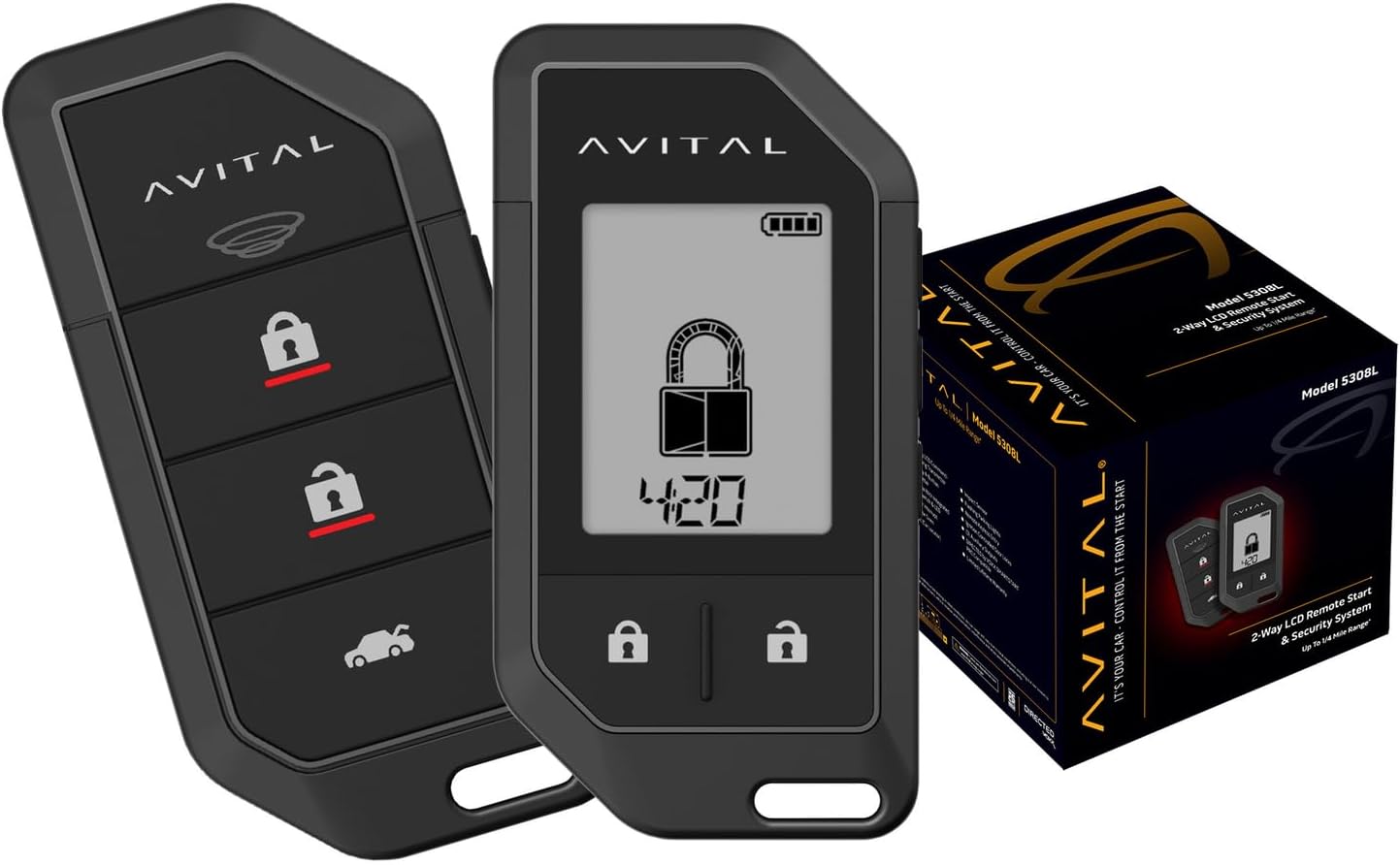 Avital 5308L Automotive 2-Way Remote Start Security System with 2 Remotes