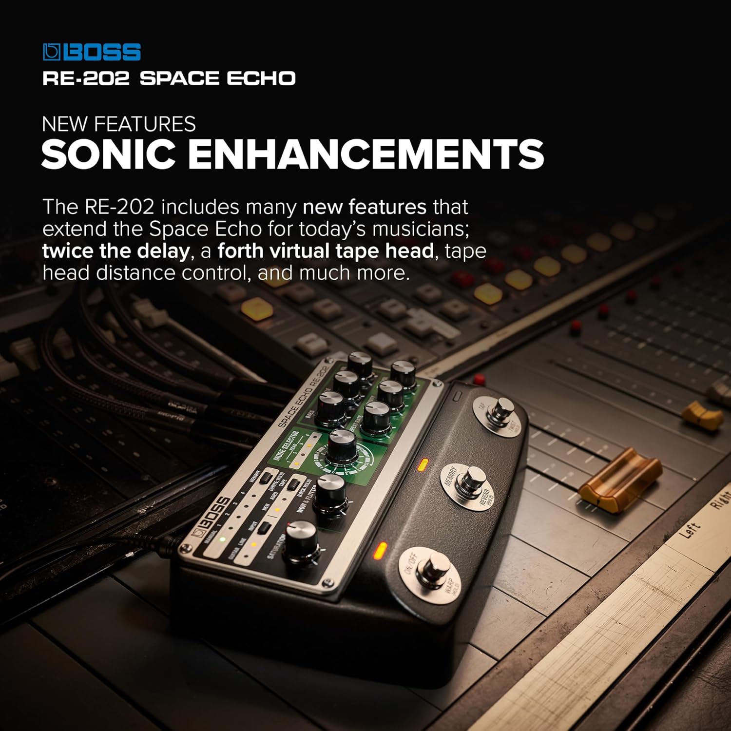 BOSS RE-202 Space Echo | Tape Echo Delay Reverb Effects Pedal | Modern Recreation of the Legendary Roland RE-201 Space Echo | True Stereo | Spring Reverb | Wow & Flutter