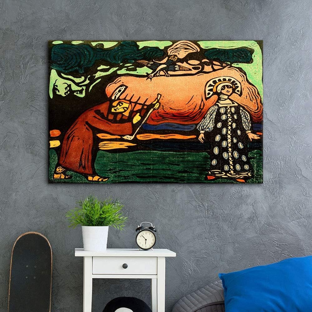 ZENDA Wassily Kandinsky Abstract Wall Art The Dulcimer Player Wrapped Canvas Art for Bedroom Livingroom Decoration Print Ready to Hang