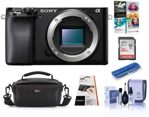 Sony Alpha a6100 Mirrorless Digital 4K Camera - Bundle with Shoulder Bag, 32GB SD Card, Screen Protector, Cleaning Kit, Corel PC Software Kit, Card Reader