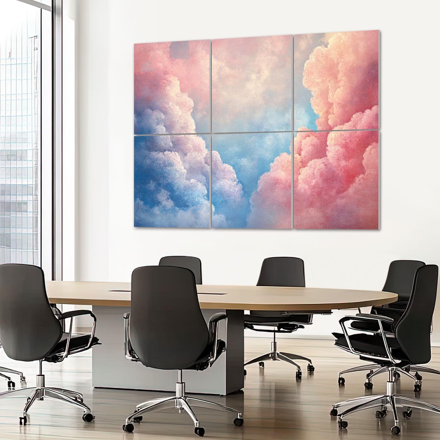 6 Pack Art Acoustic Panels Sound Absorbing Aesthetic Cloud Bright Blue Pink Sky Decorative Clouds Pastels Decorative Soundproof Wall Panels Self Adhesive for Recording Studios Office 72