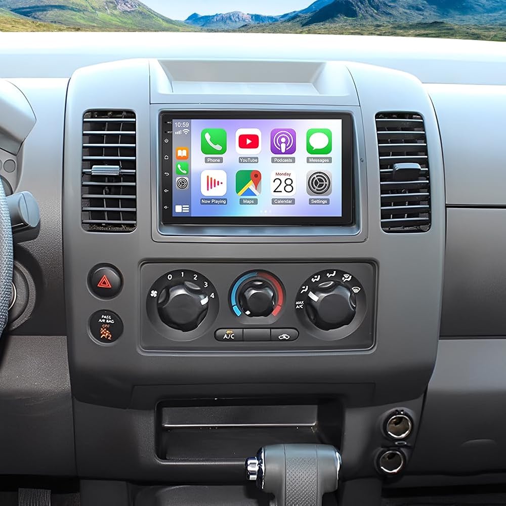 Double Din Car Stereo for Nissan Frontier 2005-2008,7 inch Touch Screen Car Radio for Nissan Frontier 2005-2008 Head Unit with CarPlay Android Auto GPS Navi Bluetooth FM WiFi AHD SWC Backup Camera