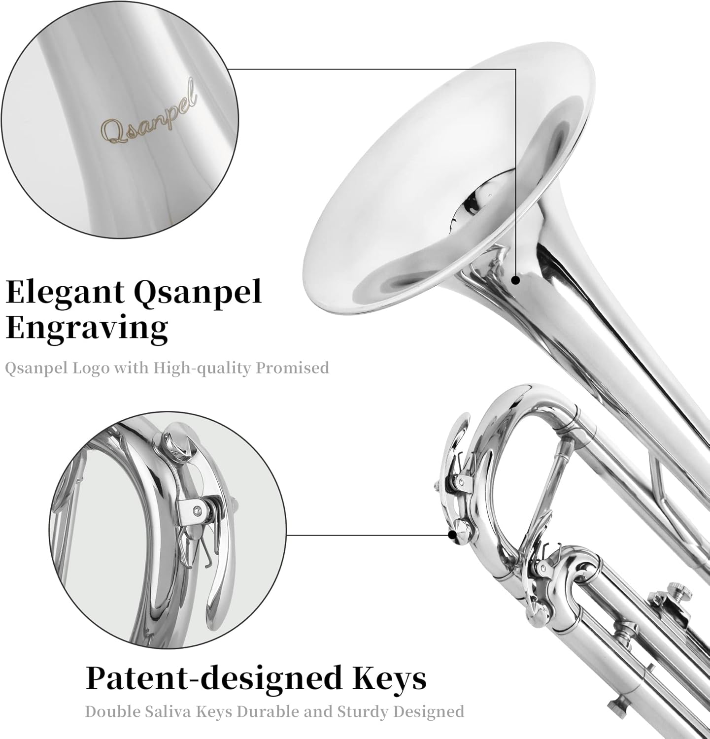 Bb Standard Instruments Silver Trumpet for Adults with Case Valve Oil 7C Mouthpiece and Cleaning Kit