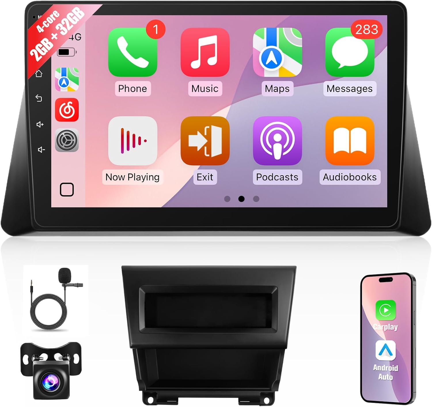 Leadfan Car Radio Stereo for Honda Accord 8th 2008 2009 2010 2011 2012 2013 Upgrade 10.1 Inch Touch Screen Wireless CarPlay Android Auto with Bluetooth GPS Navi WiFi FM SWC Backup Camera, 2G+32G