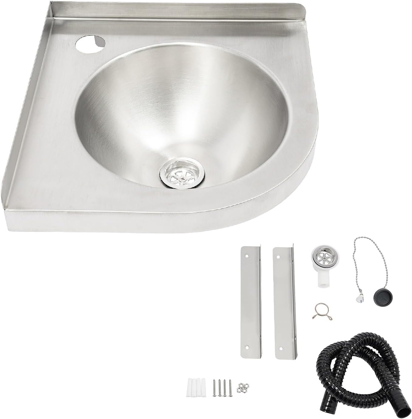 RV Camper Kitchen Sink, Triangle Wash Basin Wall Mount Corner Sink, Small Single Bowl Stainless Steel Hand Wash Basin Sink for RV Caravan Camper Boat Bar