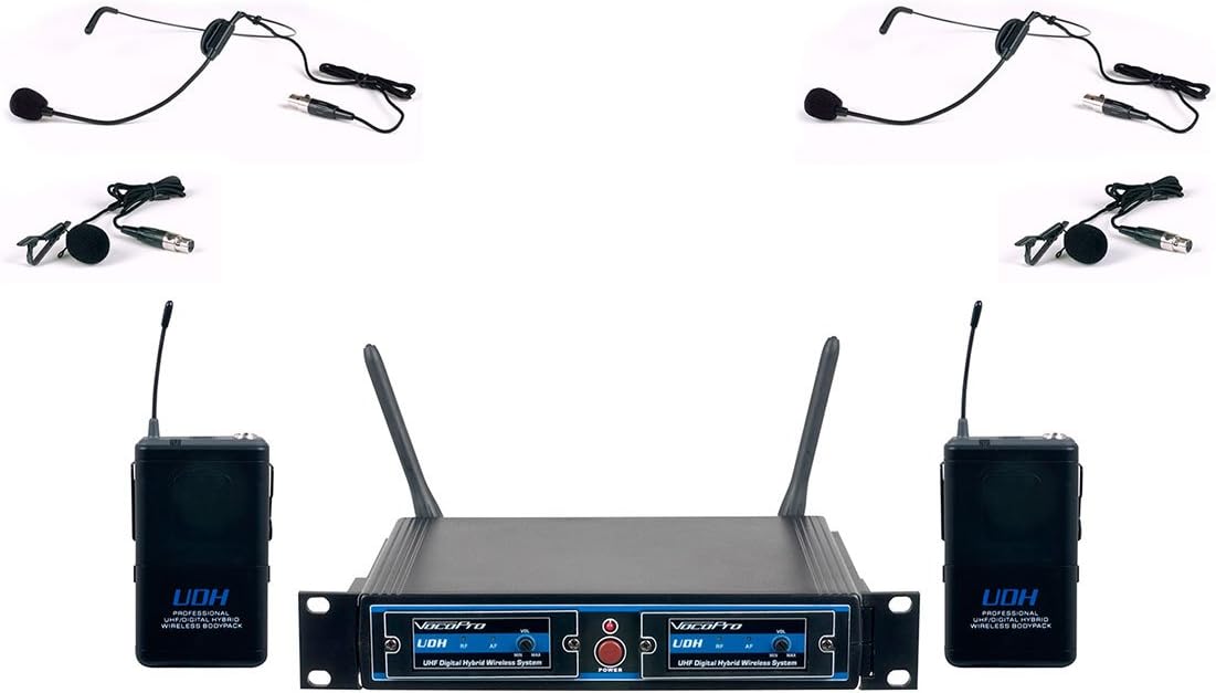 VocoPro 4 Channel, UHF/DSP Hybrid, W/Bp/Lava Car Mount - HYBRIDQUADB1, Black