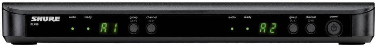 Shure BLX288/PG58 Wireless Microphone System - 14-Hour Battery Life, 300 ft Range, UHF | Includes (2) PG58 Handheld Vocal Mics, Dual Channel Receiver | J11 Band (BLX288/PG58-J11)