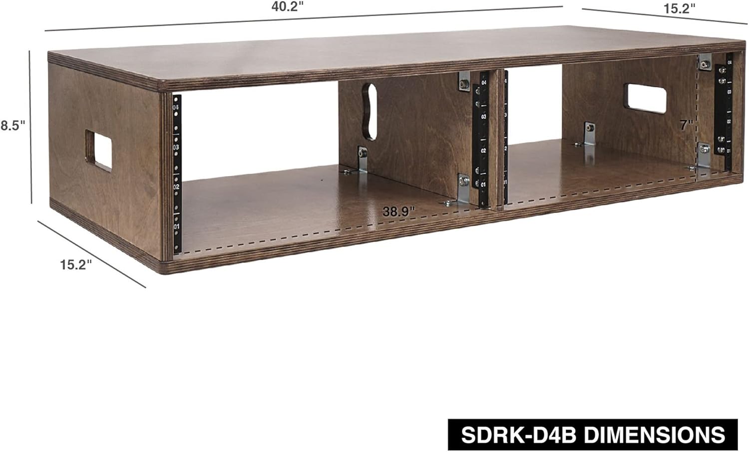Sound Town DIY 2 x 4U Studio Rack with Baltic Birch Plywood, Weathered Brown for Recording Room, Home Studio (SDRK-D4B)
