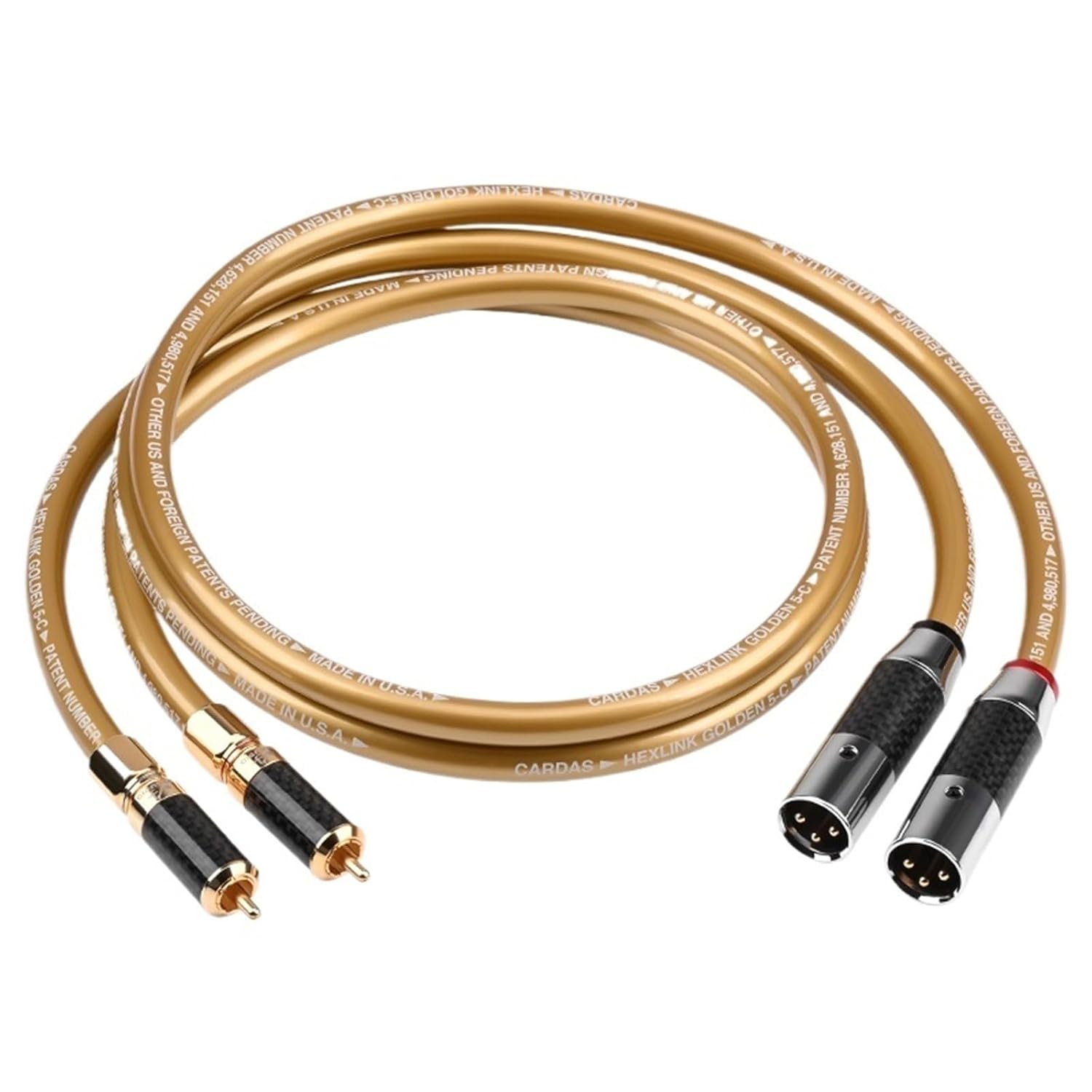 1 Pair 2RCA to 2 XLR Audio Cable HiFi OFC Core 2 RCA to 2 XLR Cable for Amplifier Mixer Speaker(2rca to 2xlr Male,0.5m)