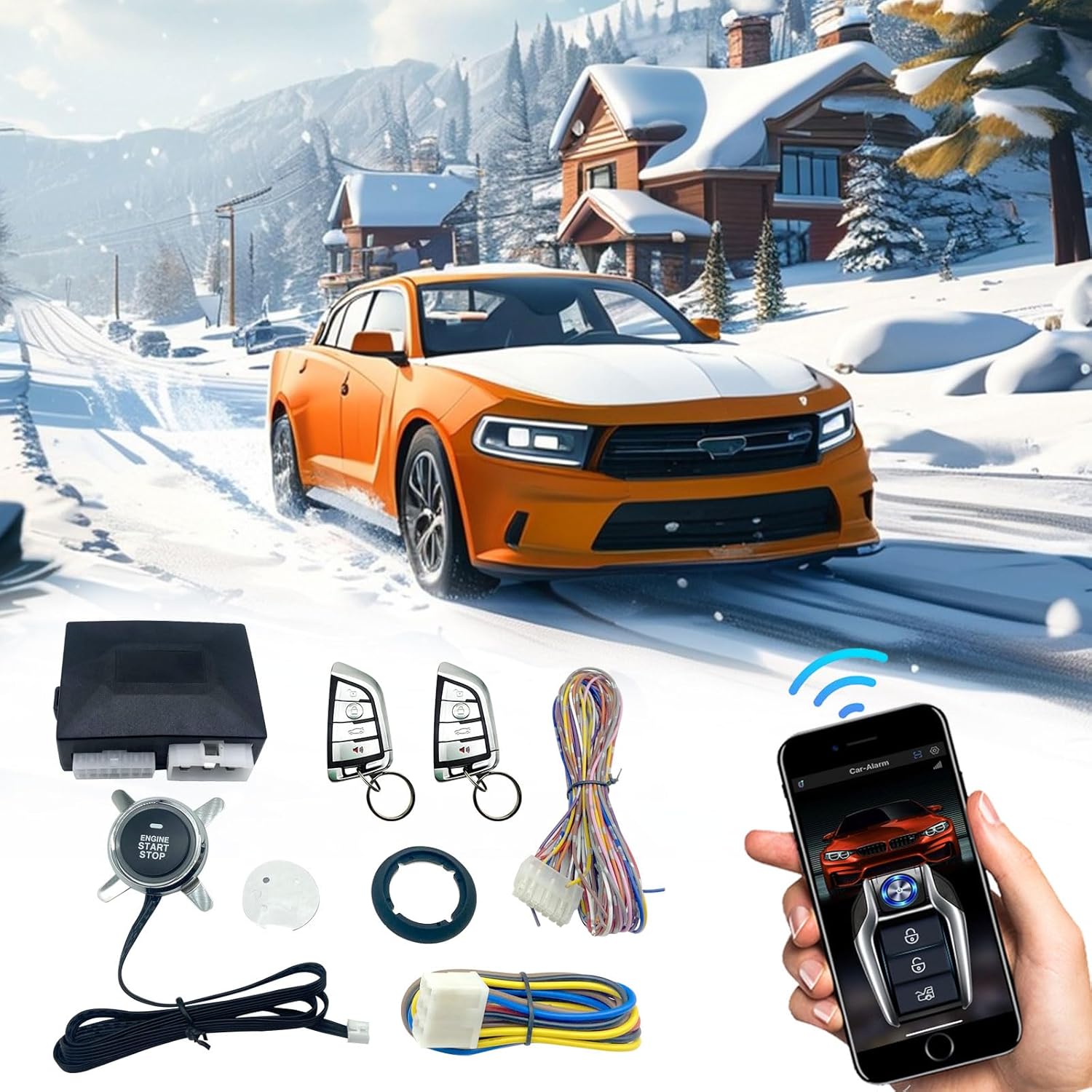 Remote Starter for Car Pre-Warm The Car Remotely One Key Start Keyless Entry Lock Unlock The Car, Open Trunk for Car Open Trunk with Remote Key or Phone