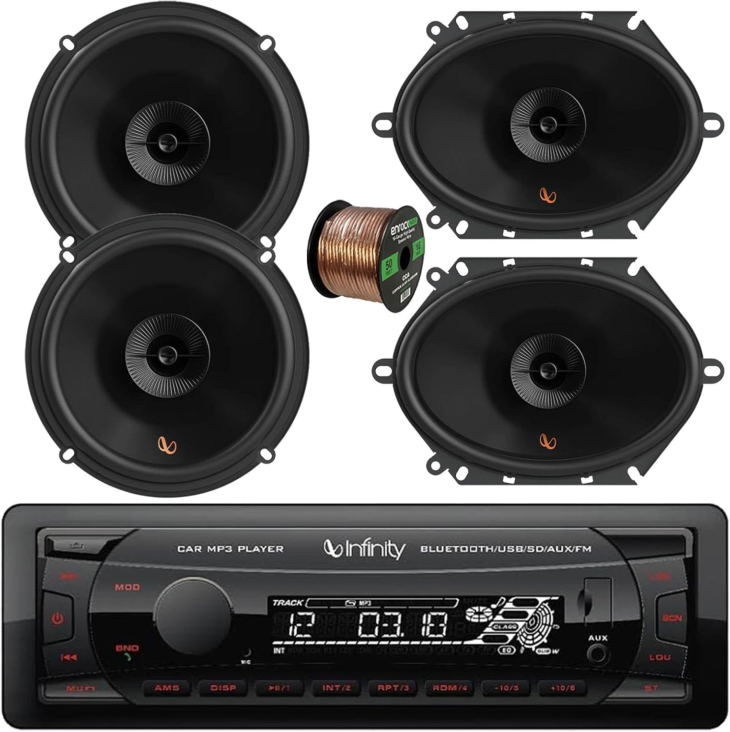 Single DIN Bluetooth USB/AUX/SD FM Radio MP3 Player Digital Media Black Car Receiver with 6.5