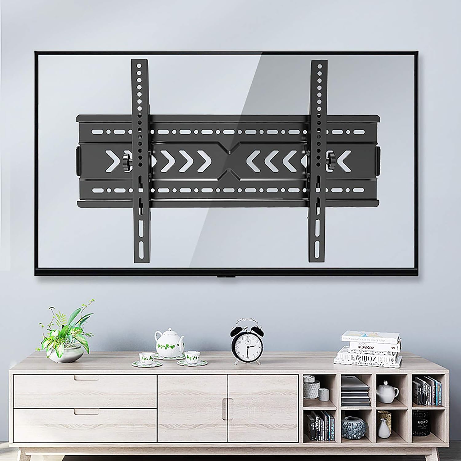 Tilting TV Wall Mount Bracket for Flat TVs, Low Profile Design, Fits VESA 400X400mm, Space-Saving Solution for Home Entertainment