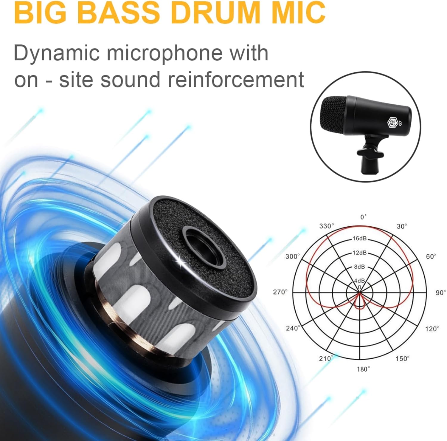 W IN-MIX G7 7-Piece Wired Dynamic Drum Mic Kit (Whole Metal)- Kick Bass, Tom/Snare & Cymbals Microphone Use for Drums, Vocal, Other Instrument Complete with Thread Clip, Mics Holder
