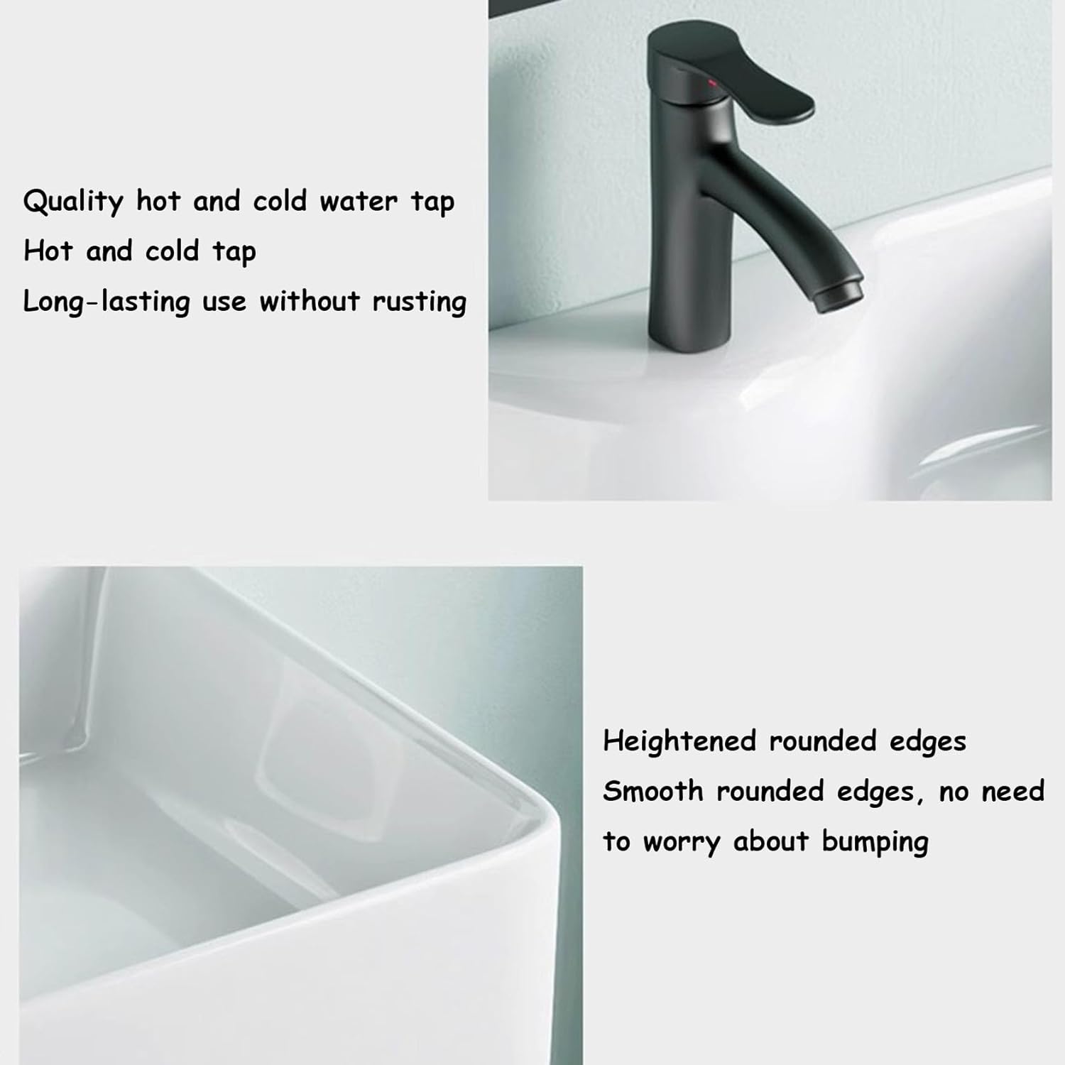 Corner Sink with Bracket, Wall Mount Vessel Sink, Bathroom Sink for Home, Bathroom, Restaurant, Indoor, Office Building, School,White,White-