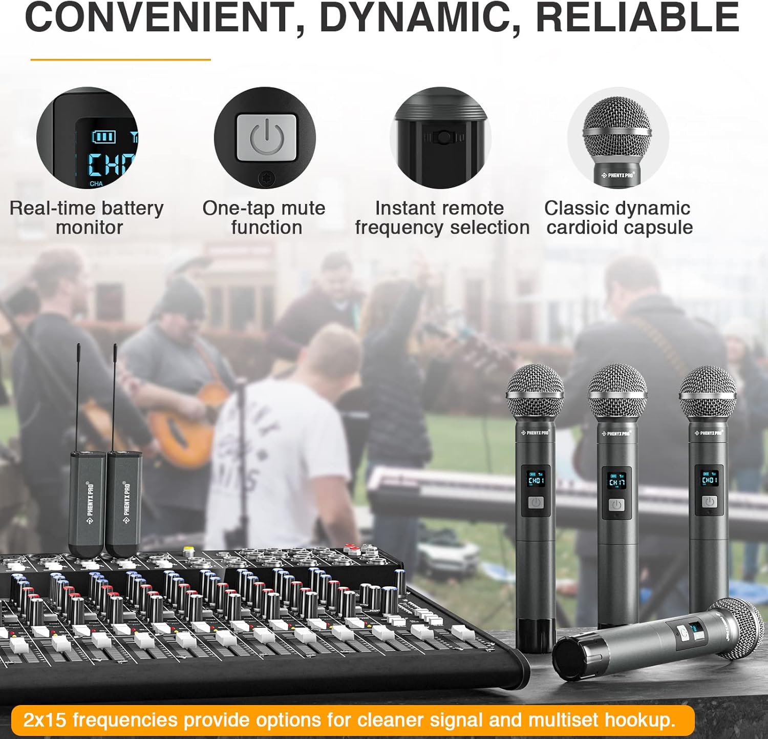 Phenyx Pro True Diversity Wireless Microphone System PTU-1U Bundle with Dual Digital Wireless Microphone System PDP-2-2H