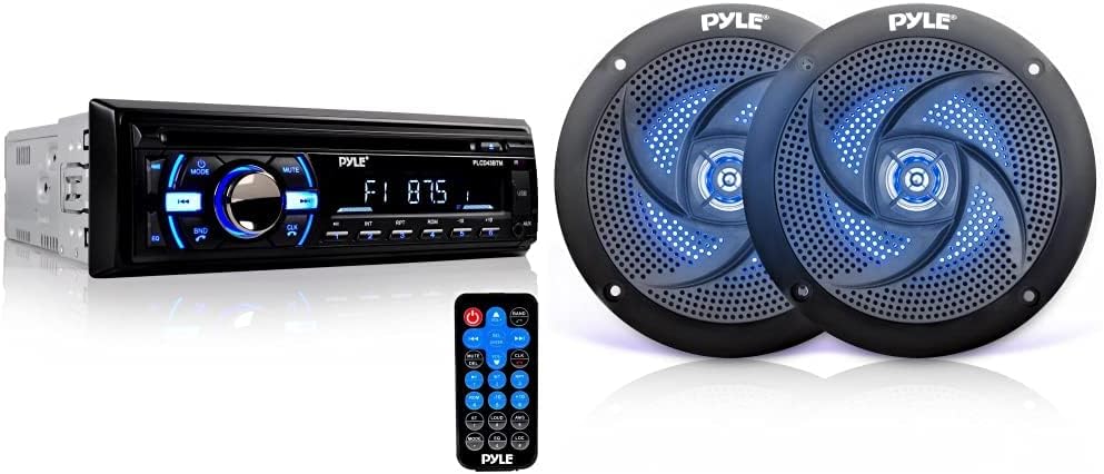 Pyle Marine Bluetooth Stereo Receiver, 300 Watt, Waterproof, 5.25 Inch Speakers, Touchscreen, USB, Auxiliary, RCA