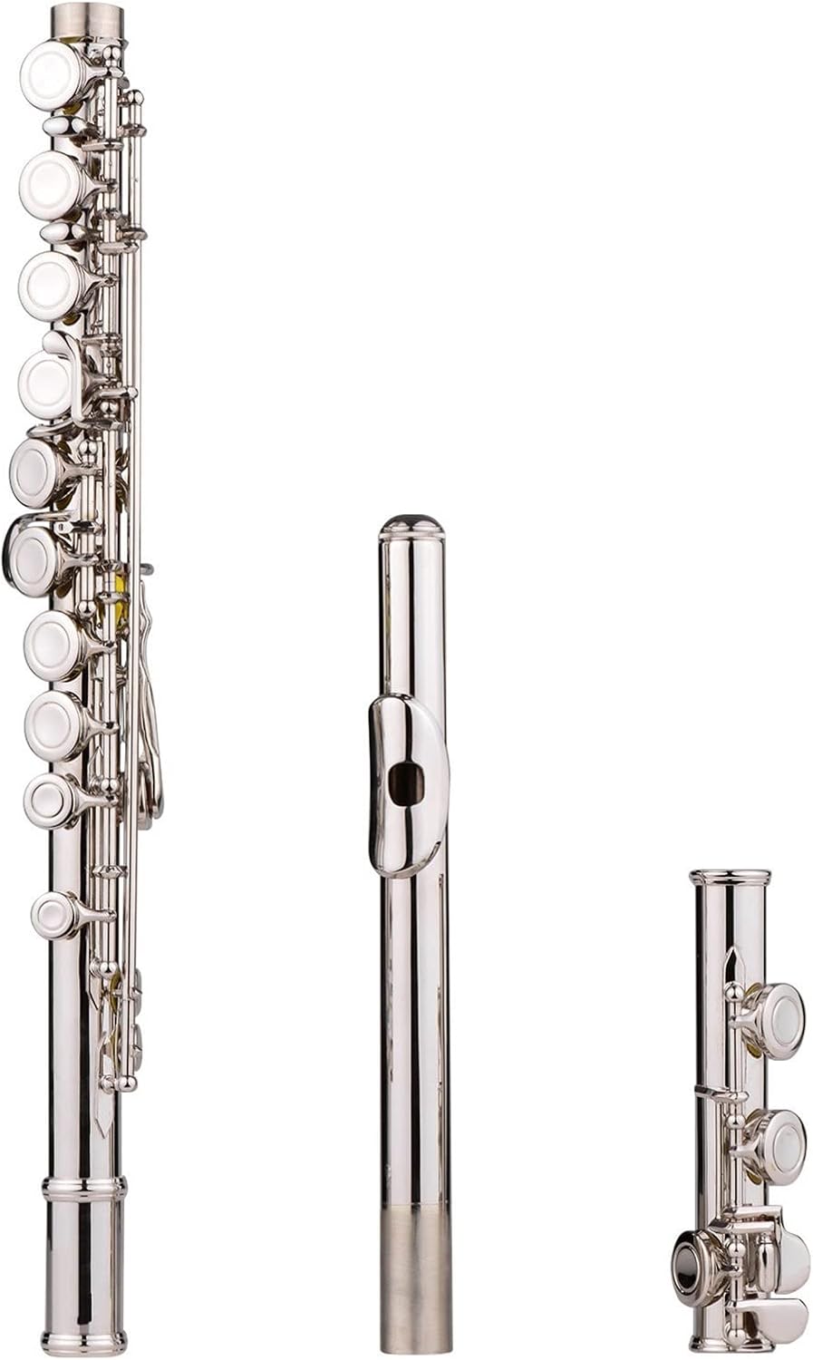 Flute Kit Flute Nickel Plated 16 Holes C Key Cupronickel Woodwind Instrument Mini Screwdriver Padded Bag Intermediate Flute