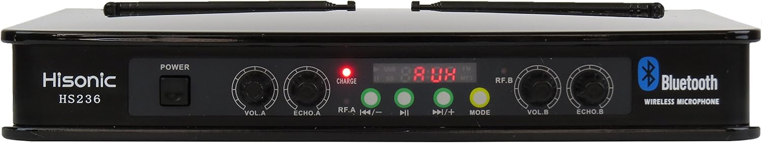 Hisonic HS236 Bluetooth VHF Handheld Wireless Microphone System Portable and Rechargeable Battery Installed,2 Handheld Microphone