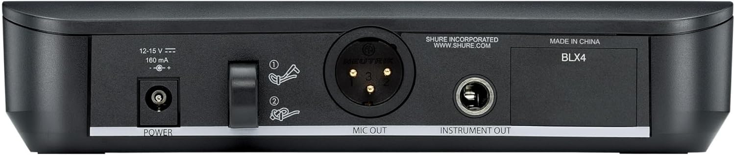 Shure BLX14 UHF Wireless System for Guitar and Bass with 1/4 Jack - 14-Hour Battery Life, 300 ft Range, UHF | Includes 1/4
