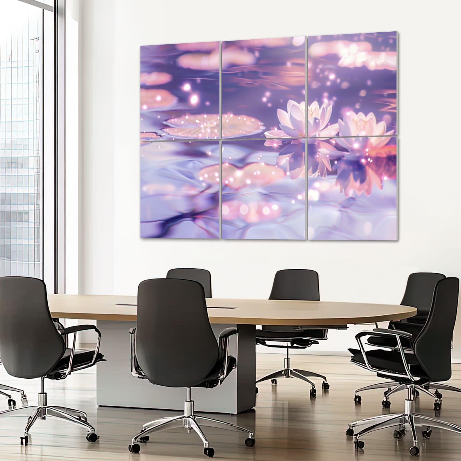 6 Pack Art Acoustic Panels Sound Absorbing Lotus Floral Zen Meditation Modern White Lotus Sparkles Soft Glow Decorative Soundproof Wall Panels Self Adhesive for Recording Studios Office 72