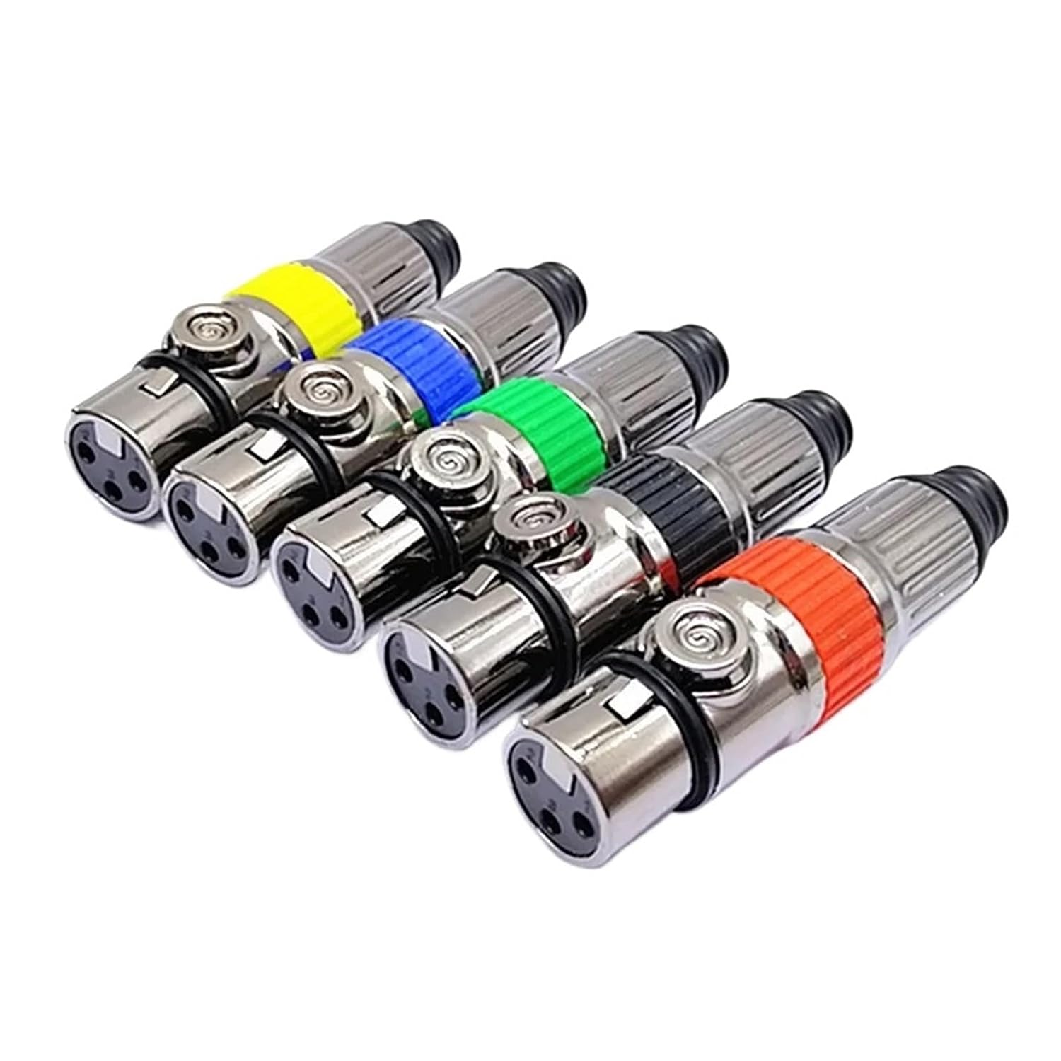 100PCS 3 Pin Metal XLR Plating Black Microphone Audio Cables Plug Connectors Male Female MIC Snake Plug Cable Connectors(Black Male)