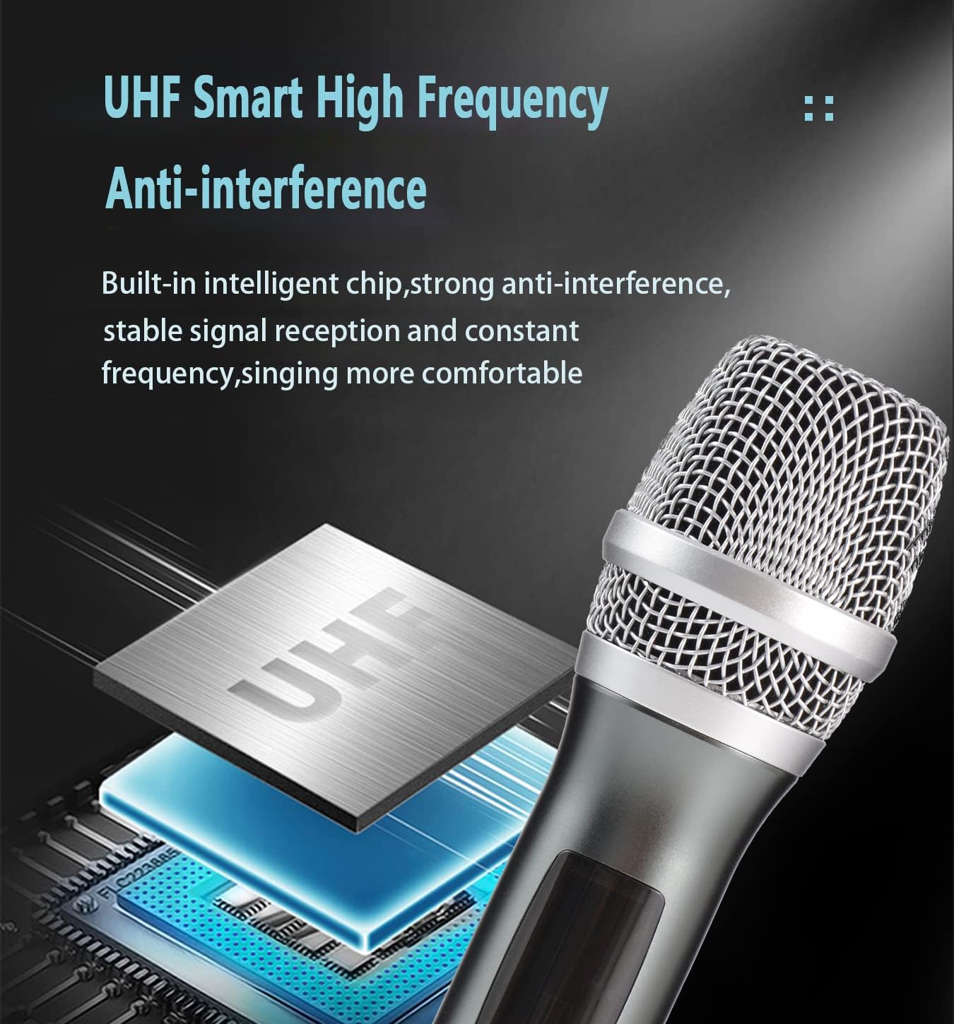 Multi-Person Singing Wireless Handheld Microphone and System,UHF Anti-Interference,Intelligent Noise Reduction,Echo Cancellation