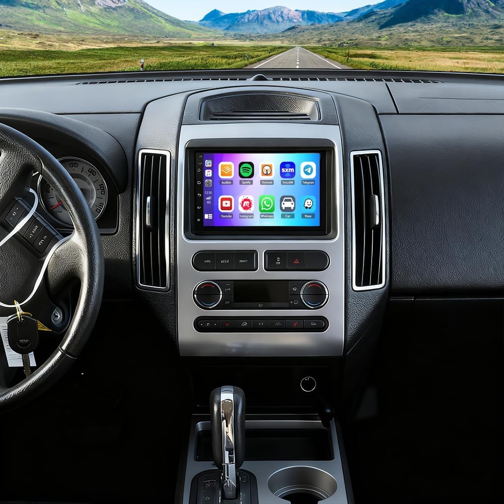 7 inch Android 14 Car Stereo Radio Fit for Ford Edge 2007-2010, IPS Touch Screen Double Din Radio with Carplay & Android Auto GPS Navigation BT FM RDS DSP Mirror Link WiFi Backup Camera MIC
