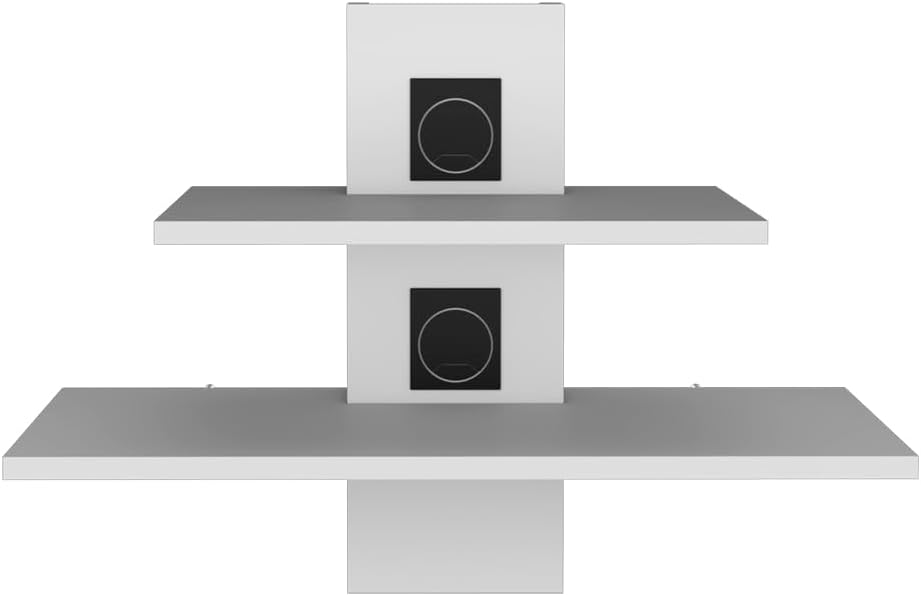 Modern White Living Room Shelf - Floating Wall Mount & Corner Display Shelf, 3-Tier Ladder Bookcase with Hooks, Space Saving Decor for Hallway or Bedroom